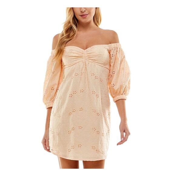 CITY STUDIO Dresses & Skirts - CITY STUDIO Womens Sheath Short Dress Orange Pouf Sleeve Party Lined Juniors XL